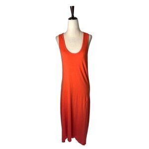 Sundry Dress Women Large Orange Sleeveless Racerback Hi Low Hem Maxi Athleisure